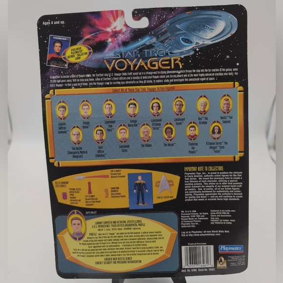 Star Trek Voyager Lt. Carey Action Figure Playmates with Skybox Card - Picture 2 of 2